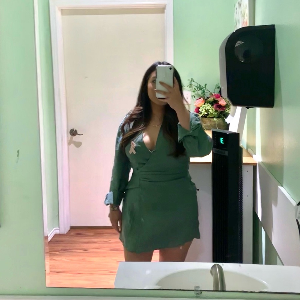 Zara Wrap Dress in Washed Green
